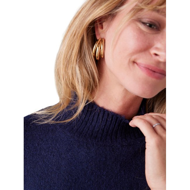 Robe-pull grossesse ceinture effet bijou marine <span itemprop=