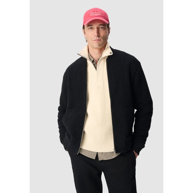 Cardigan teddy laine bouillie noir <span itemprop=