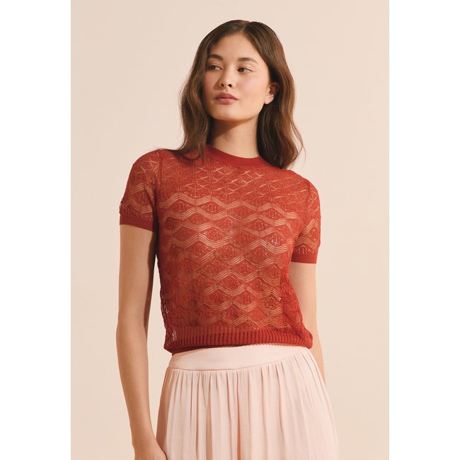 Pull en coton SAMIRA PULL terracotta <span itemprop=