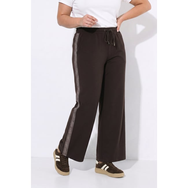Pantalon longueur 3/4 et jambe large acajou <span itemprop=