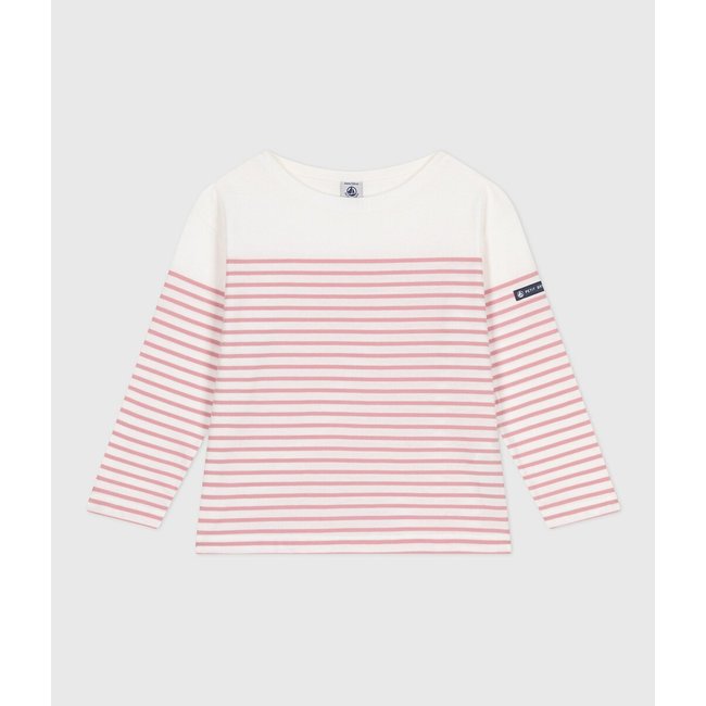 Marine T-shirt met lange mouwen, in katoen <span itemprop=