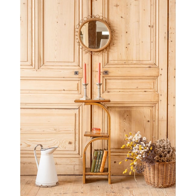 Étagère en rotin Gaëlle N°1472 - Bon état Couleur bois foncé <span itemprop=