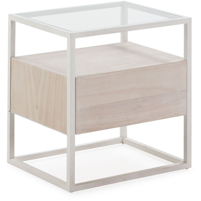 Table de chevet verre et bois rectangulaire - RECOLLECTION