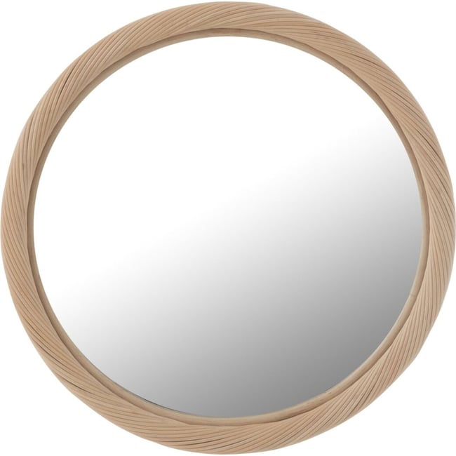 Miroir mural rond en rotin Couleur naturel <span itemprop=