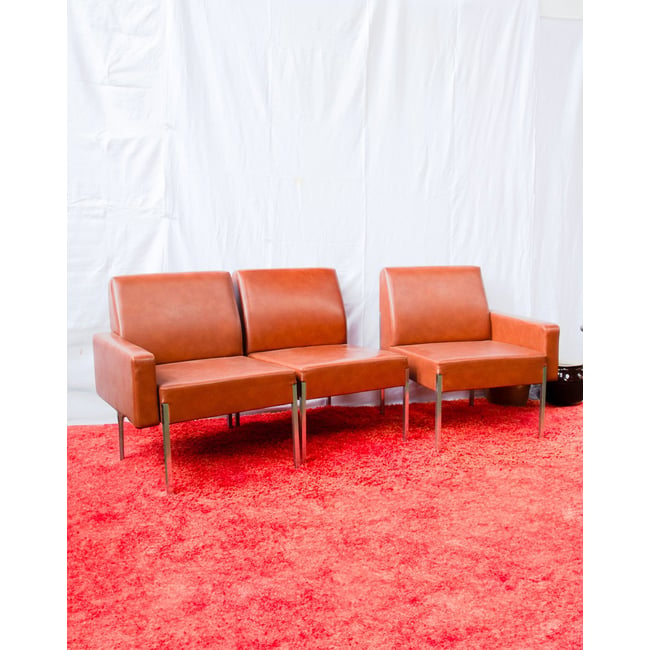 Banquette en skaï marron Clara N°156 - Bon état Couleur marron <span itemprop=