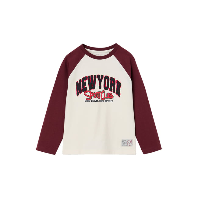 T-shirt manches longues raglan bordeaux <span itemprop=