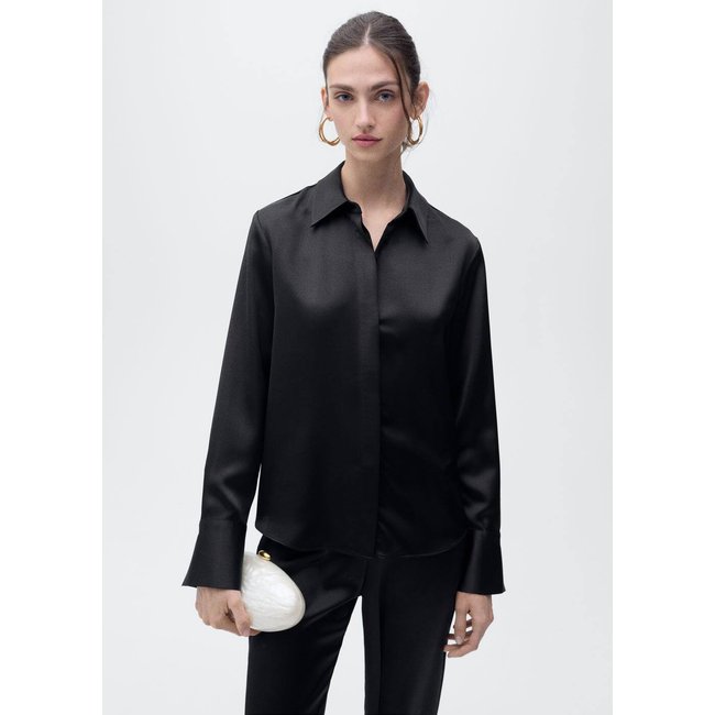 Chemise satinée boutons dissimulés - MANGO