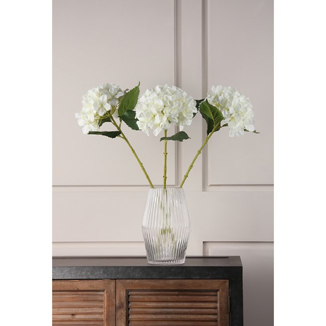 Pack of 3 Artificial Cream Hydrangea Stems, cream, SO'HOME