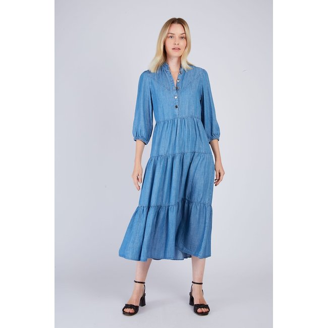 Vestido midi CARINE ganga azul <span itemprop=