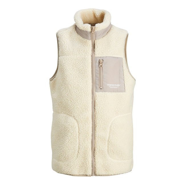 Gilet aus Teddyfleece ecru <span itemprop=