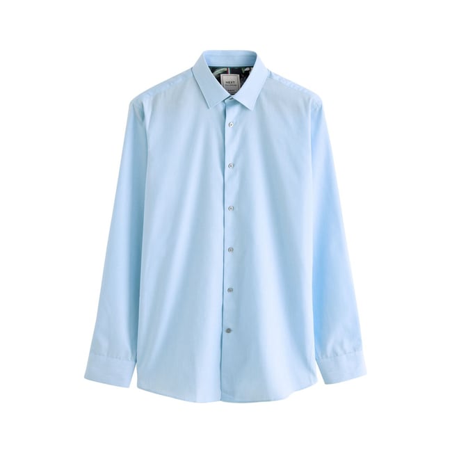 Chemise oxford slim liseré facile d'entretien bleu clair <span itemprop=