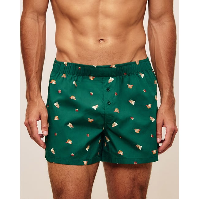 Caleçon en coton imprimé gourmand WOVENIZ CANNEL vert sapin <span itemprop=