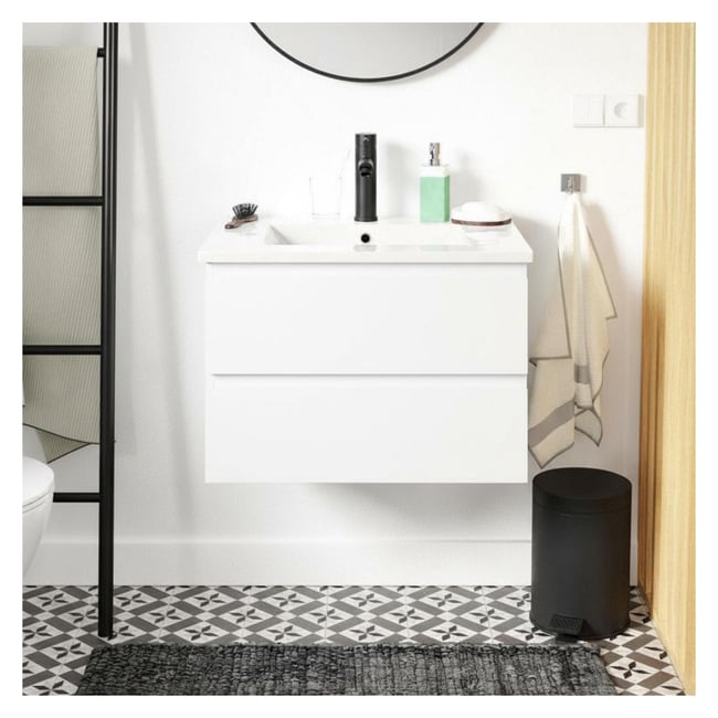 Ensemble simple vasque 60cm avec plan céramique et robinet noir SORRENTO - MOB IN