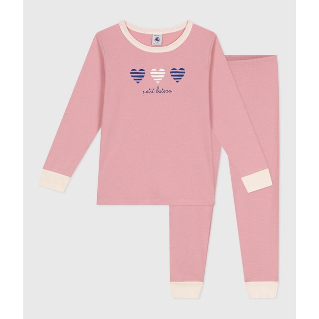Pijama de mangas compridas em algodão rosa-médio <span itemprop=