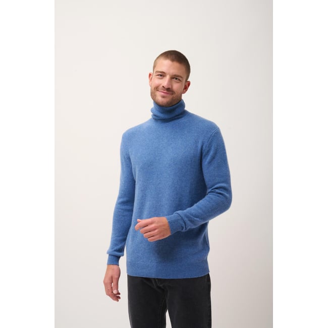 Pull Col Roulé 4 Fils Bleu Denim Sacha bleu denim <span itemprop=