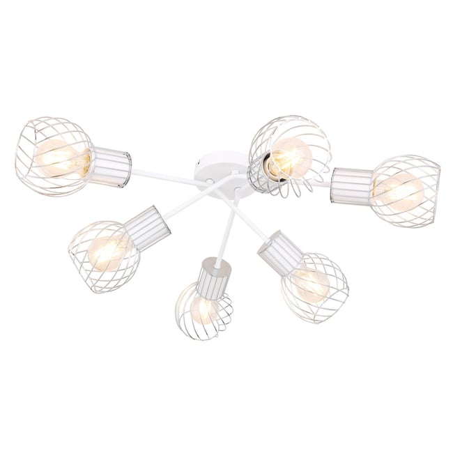 Plafonnier rond 6 lampes en métal design contemporain LUISE Couleur blanc <span itemprop=