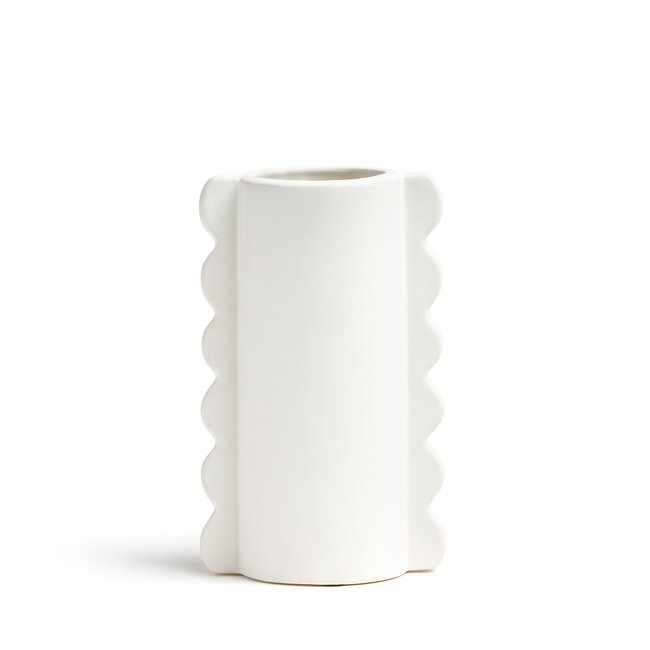 Vase en faïence H24,5 cm, Caldero Couleur blanc <span itemprop=