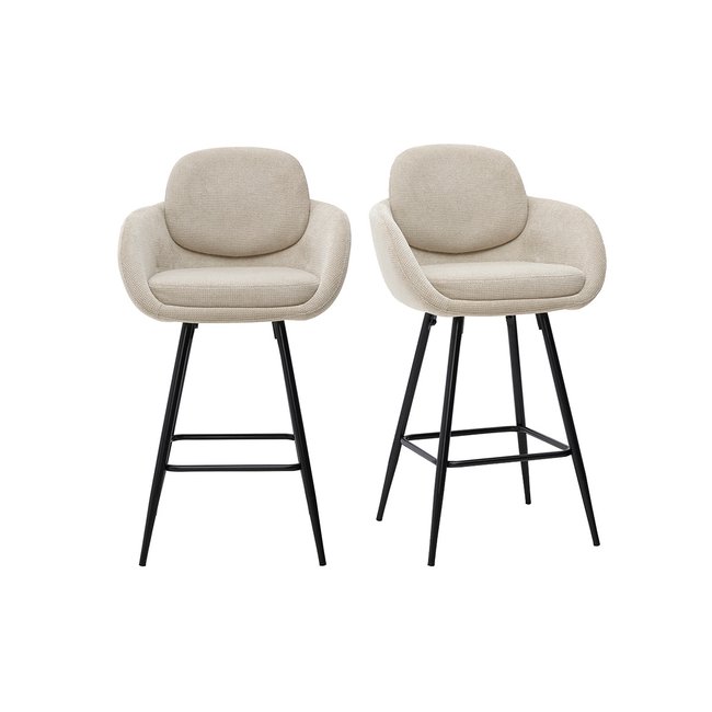 Tabourets de bar en tissu chenille terre brûlée et métal noir H68.5 cm (lot de 2) SLAKE - MILIBOO