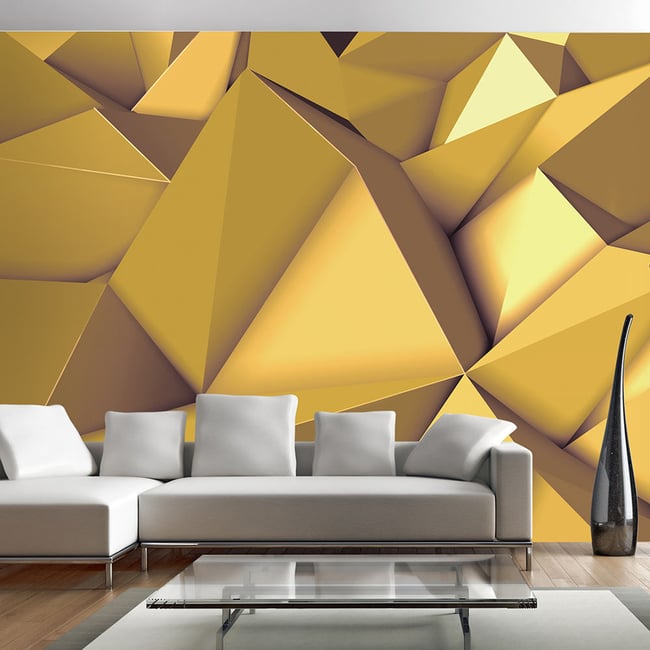 Papier peint intissé panoramique Abstractions Old gold Couleur jaune / doré <span itemprop=