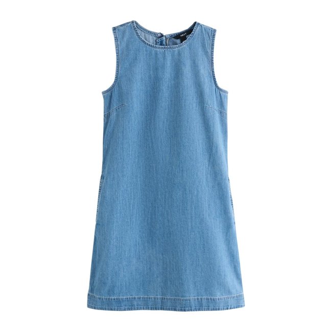 Robe droite courte en jean bleu moyen <span itemprop=