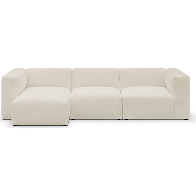 Canapé d'angle à gauche modulable 4 places en tissu bouclette - MODULO Couleur beige <span itemprop=