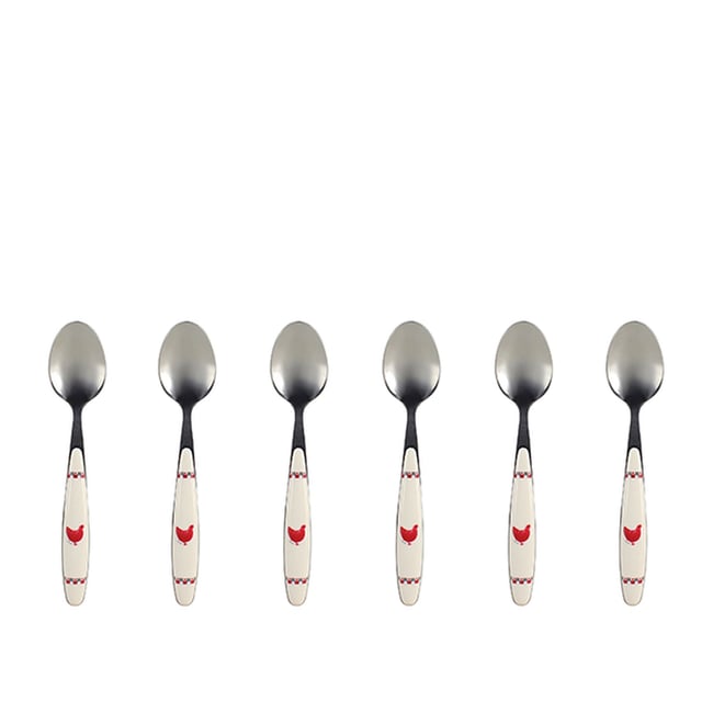 Lot de 6 cuillères à café 15cm, GALLINA Couleur beige-inox <span itemprop=