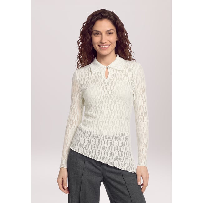 T-shirt façon blouse en dentelle eggnog <span itemprop=