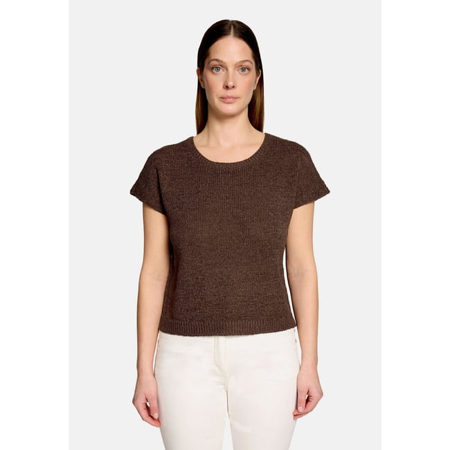 Pull-over en maille à encolure bateau brown <span itemprop=