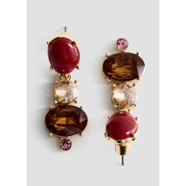 Boucles d'oreilles pendantes cristaux or <span itemprop=