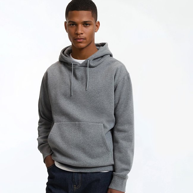 Sweat à capuche Fit boxy  gris chiné <span itemprop=
