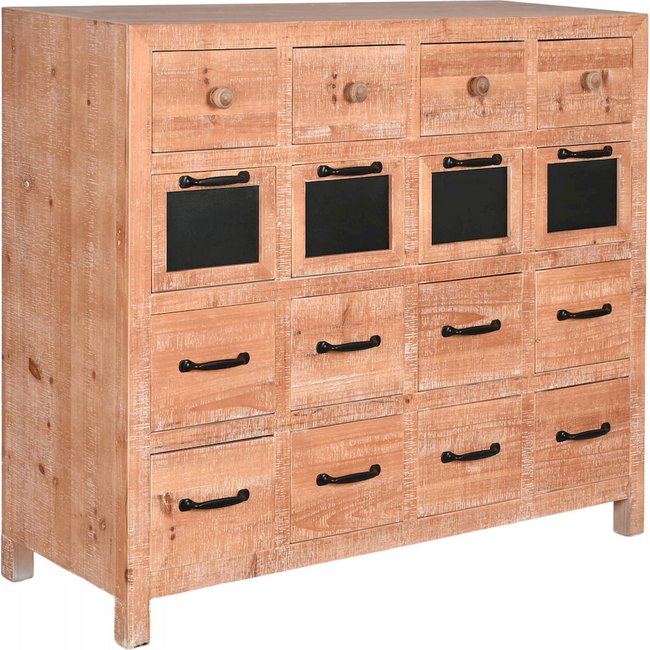 Commode en bois et métal, Cottage Couleur bois patiné avec détails en métal noir <span itemprop=