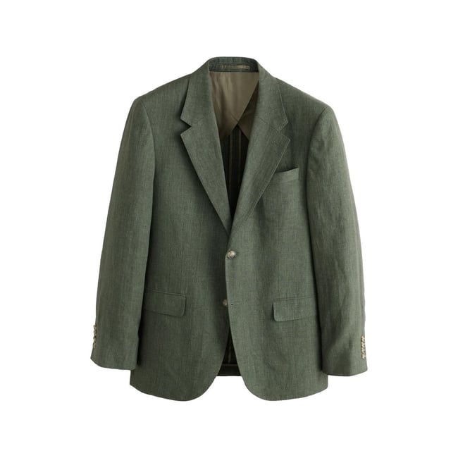Veste de costume slim en lin italien signature vert <span itemprop=