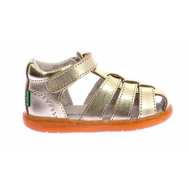 Sandales fermées en cuir Kick Flo doré <span itemprop=