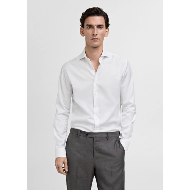 Chemise costume coton slim-fit blanc <span itemprop=
