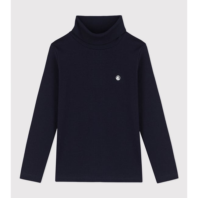 Sous-pull manches longues col roulé bleu marine <span itemprop=
