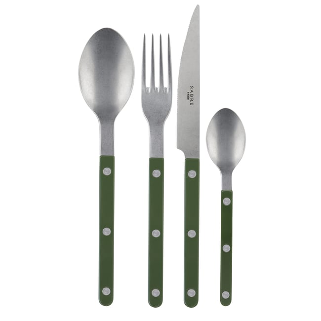 Ménagère 48 pièces, Bistrot Vintage Couleur vert <span itemprop=