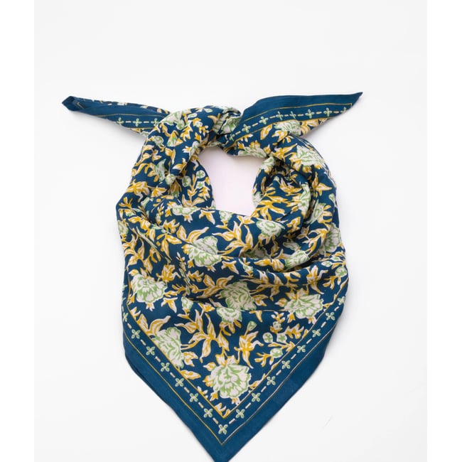 Grand foulard en coton - Bouquet du Matin Eucalyptus - BINDI ATELIER