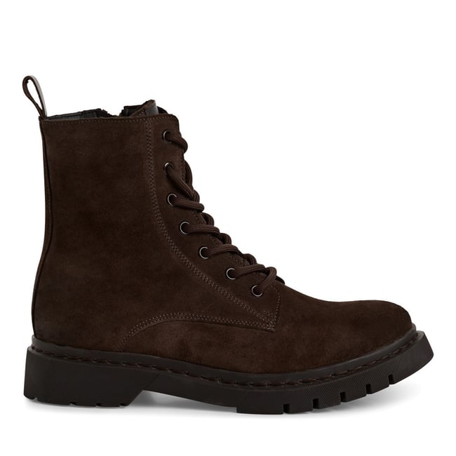 Bottine en cuir marron taupe foncé <span itemprop=