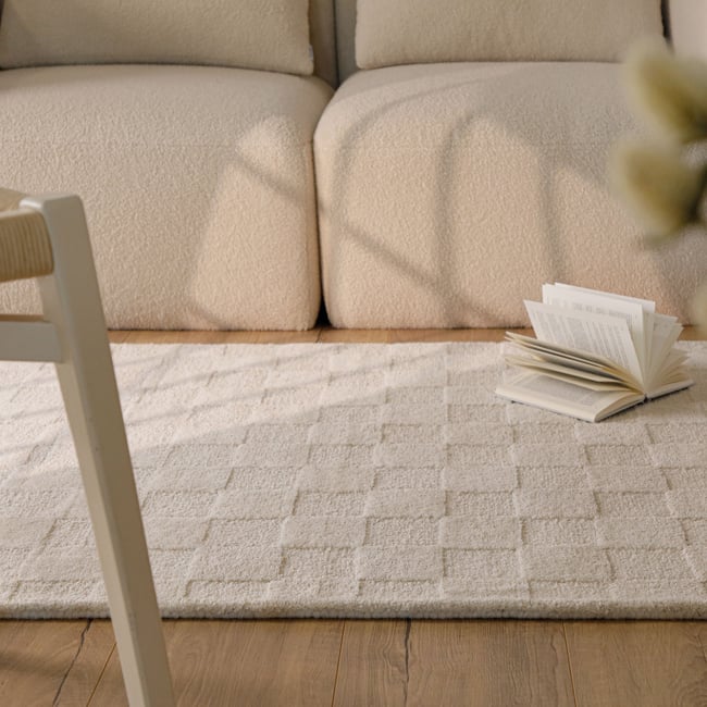 WECONhome Malibu, tufté main, laine vierge, tapis en laine, certifié OEKO-TEX® (40 x 60 cm, beige crème) ,  MALIBU FOUR Couleur beige crème <span itemprop=