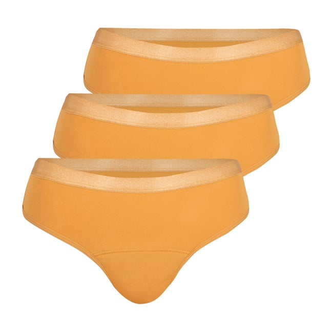Tangas menstruels, lot de 3 beige <span itemprop=