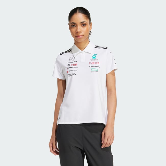 Polo D'équipe Mercedes - Amg Petronas Formula One white melange / black <span itemprop=