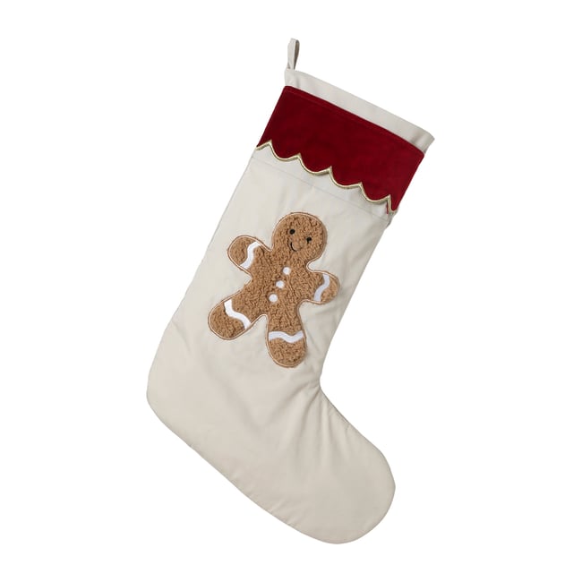 Chaussette Noël Bonhomme pain d'épices Couleur beige <span itemprop=