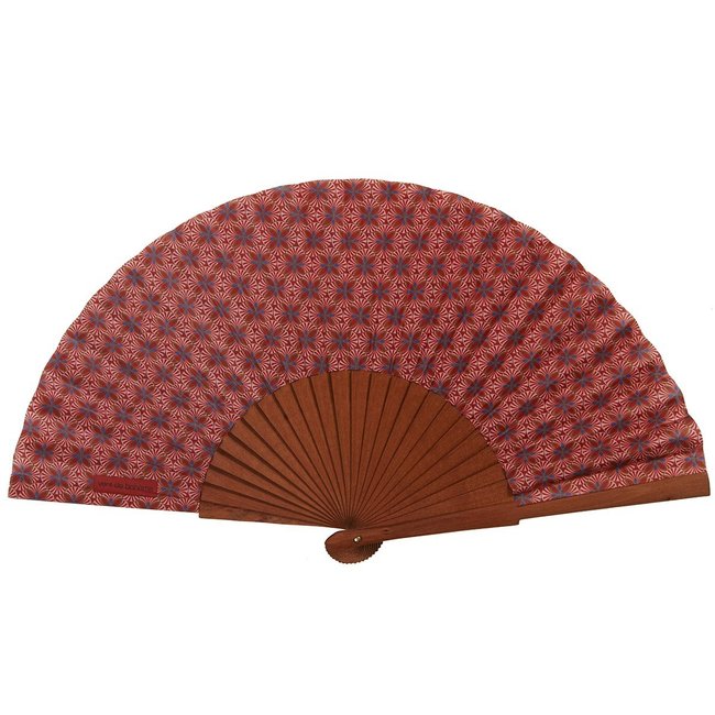 Eventail bois de merisier LOTUS orange <span itemprop=