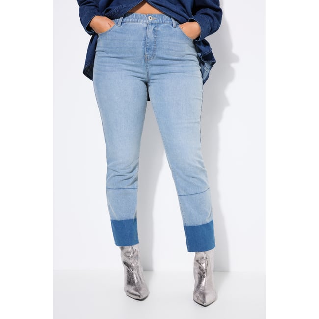 Jean Mom en denim foncé bleu clair <span itemprop=