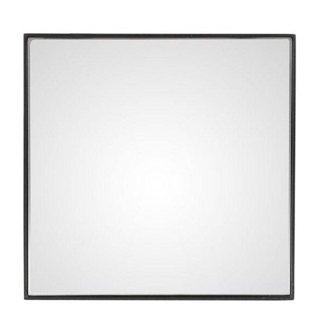Miroir art déco vintage industriel carré métal noir 25 cm Ismo Couleur noir carbone <span itemprop=