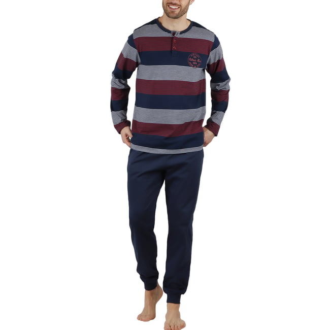 Pyjama pantalon et haut Rayas Stamp Antonio Miro bleu marine <span itemprop=