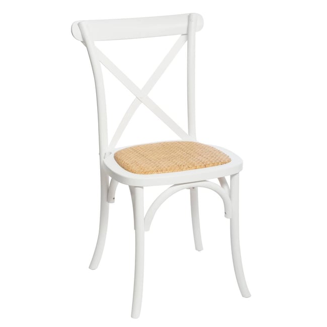 Chaise cannage bois de hêtre ISAK Couleur blanc <span itemprop=