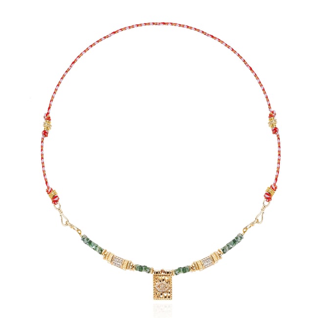 Collier sautoir CHAMANE vert <span itemprop=