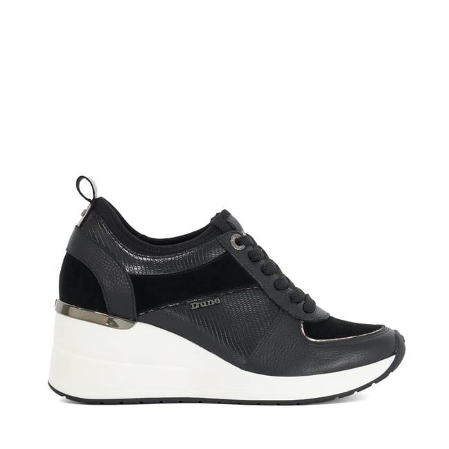 Baskets compensées à lacets - ELOISA black-suede mix <span itemprop=