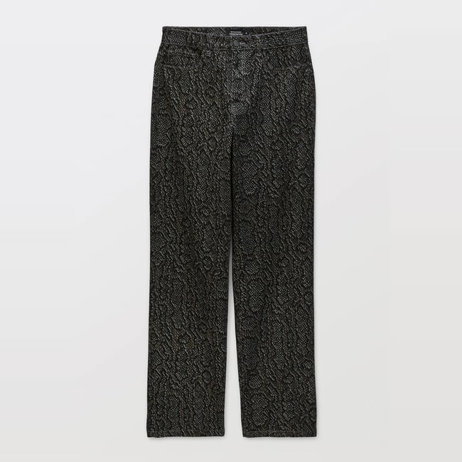 Pantalon droit à motifs en coton bio GOTS gris fonce anthracite <span itemprop=